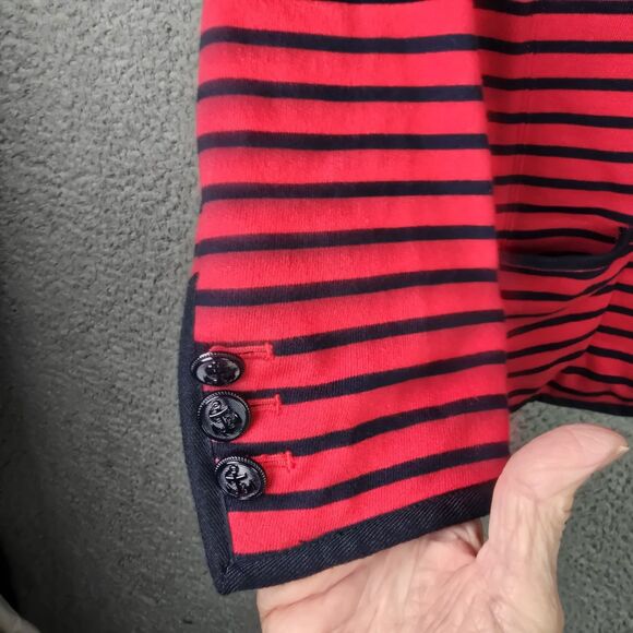 Talbots Blazer Jacket SP Red Blue Striped Cotton Knit Patriotic Nautical NWT - Picture 9 of 16